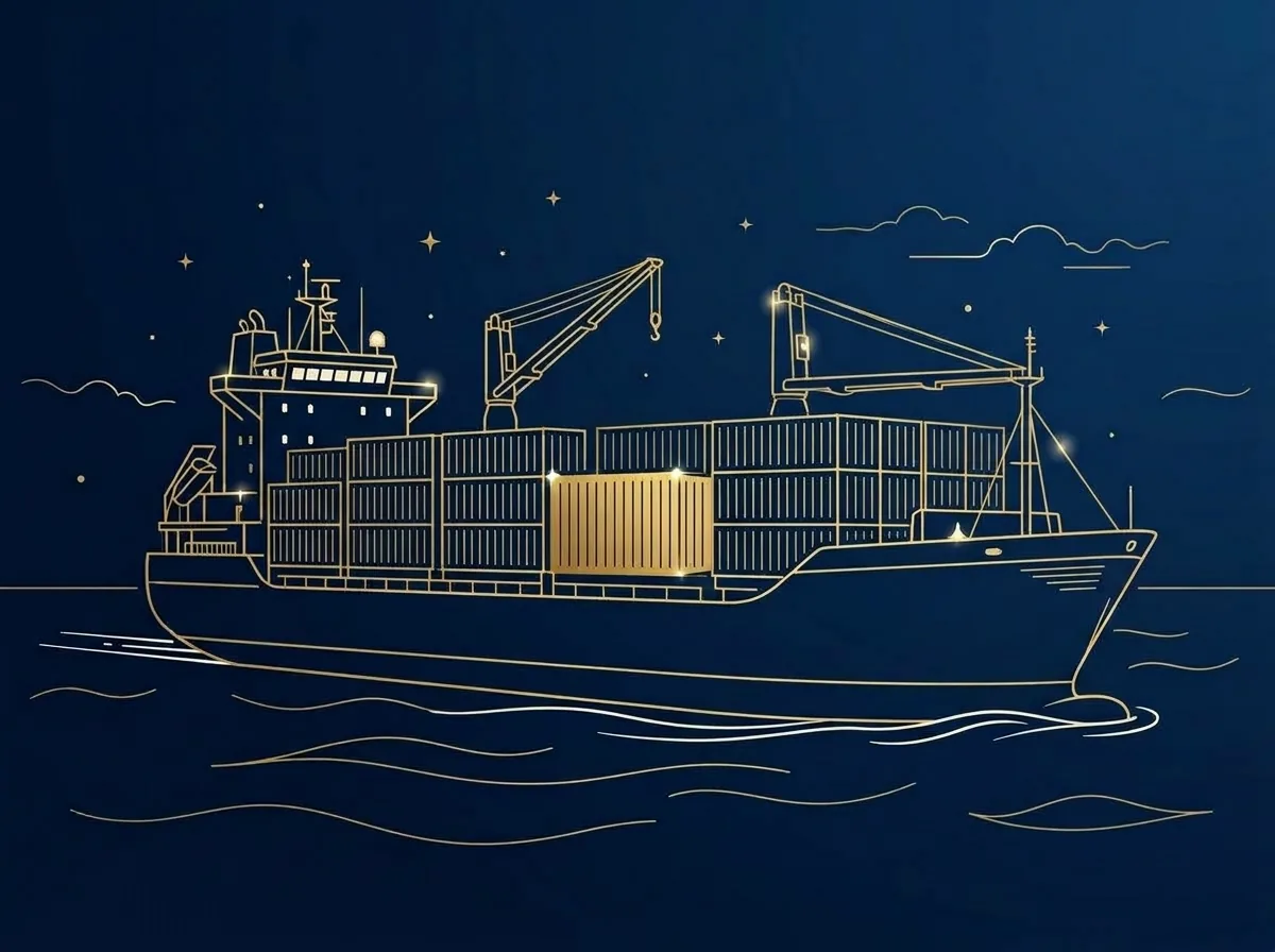 Ilustración de un barco portacontenedores
